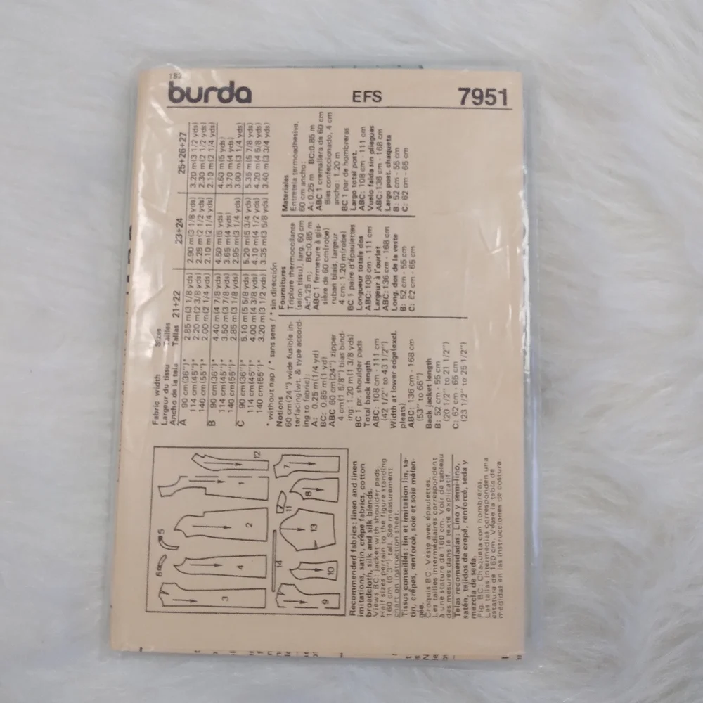 Burda 7951 Misses' princess seam dress and jacket Sz 14-24